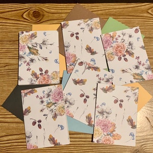 Fall Floral Card Set  | Set of 6 | Comes with envelopes | Blank card set | White inside