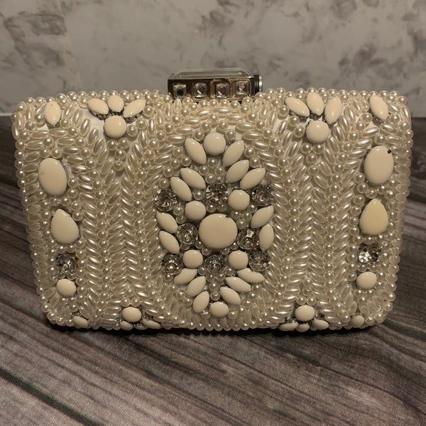 Pearl Clutch | Evening bag| Bridal | 1920’s | Beaded| Wedding | Beaded Evening Bag | Clutch for Party | Bridal Purse | With removal strap