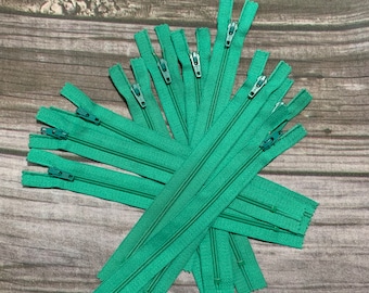 Light Green YKK Zipper: 7" Closed End Nylon Zipper