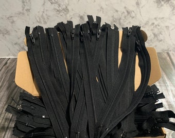 Black YKK Nylon Zipper: 11" Closed End