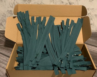 Dark Green YKK 7" Nylon Zipper: Closed End