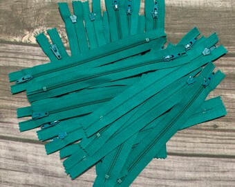 Green YKK Nylon Zipper: 6" Closed End