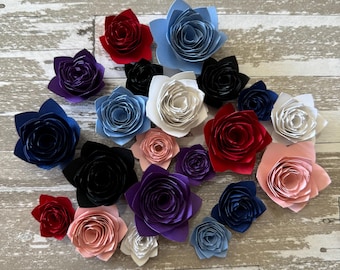 Flores de papel enroladas: cores e tamanhos variados, opção de kit faça você mesmo
