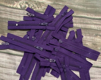 Purple YKK Zipper: 3" Closed End Nylon Zipper