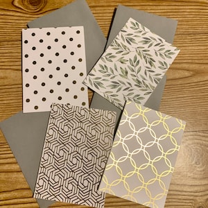 Embellished set of cards | Blank Cards | Gold embellished Cards| Set of 4 Cards|Thank you cards| Note Cards Set | Hand Made | With Envelope