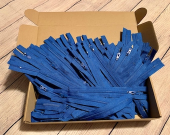 Blue YKK 3C Nylon Zipper: 6 inch Closed End