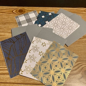 Conjunto de cartas embelezado | Cartões em branco | Cartões embelezados com ouro | Conjunto de 6 cartões|Cartões de agradecimento| Conjunto de cartões de nota | Feito à mão | Com envelope