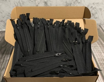 Black YKK Nylon Zipper: 5 inch Closed End