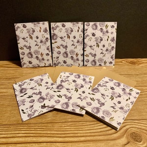 Black & White Rose design with Gold Embellishments | Set of 6 | Comes with Kraft envelopes | Blank card set | White inside