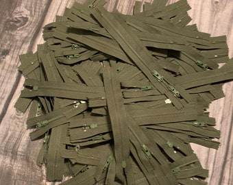 Army Green YKK Nylon Zipper: 6" Closed End