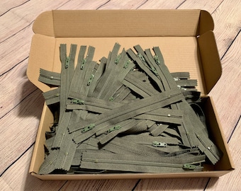 Army Green YKK Zipper: 6" Nylon Closed End