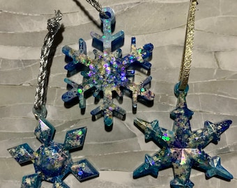 Snowflake Resin Ornaments | Set of 3 | Large