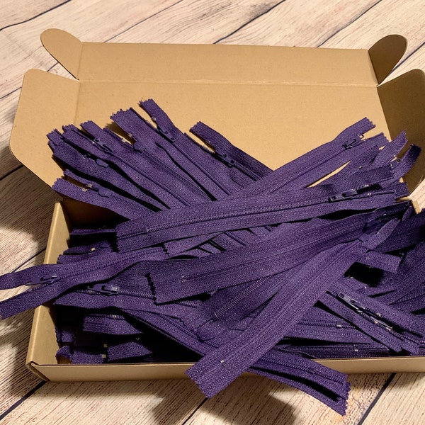 Dark Purple 7” or 17.7cm Zipper | YKK 3C | Nylon Zipper | Closed Ended | Zipper |