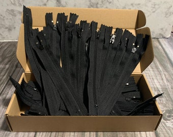 Black YKK 8" Nylon Zipper: Closed End