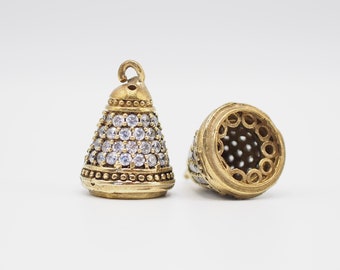 Turkish Jewelry Necklace Brass Finding Tassel Finding Large Filigree Bead Cap Gold Plated Caftan Pendant Turkish Caftan Tassel Cap