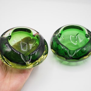 vintage green murano glass ashtray, 1990s cigarettes-pro box, gift dad, father&#39;s day gift , vintage ashtray gift, collectibles for home, 2PC