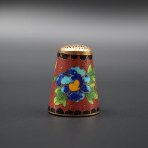 vintage cloisonne thimble, antique enamelled thimble, sewing thimble collection, needle accessory, gift fpr wife mom her, thimble collector