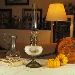 1970s french oil lamp, vintage kerosene lamp, antique lighting, gift for dad, collectibles for collecters, ceramic oil lamp, home decor