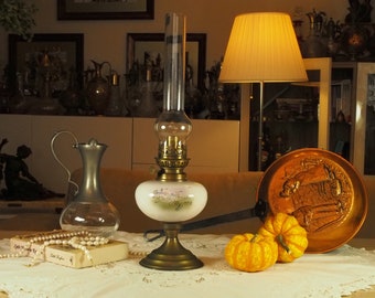1970s french oil lamp, vintage kerosene lamp, antique lighting, gift for dad, collectibles for collecters, ceramic oil lamp, home decor