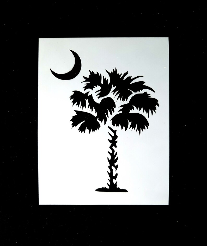 South Carolina Palm Tree and Crescent Moon Stencil Etsy