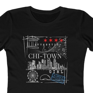 Chi-Town-Grafik-T-Shirt für sie. Repräsentieren Sie Chicago auf modische Weise mit dem grafischen T-Shirt, das von der Stadt am See inspiriert ist
