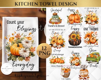Fall Sublimation towel Bundle, Thanksgiving Sublimation, fall kitchen towel sublimation, fall tea towel sublimation