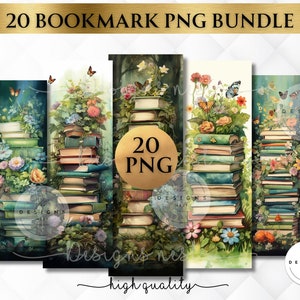Frühling Lesezeichen PNG, Sublimationslesezeichen, Frühling Lesezeichen druckbar, Druckbares Lesezeichen PNG, Stapel Buch Lesezeichen Sublimation Designs
