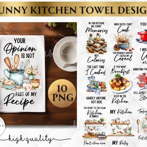 Pacote de sublimação de toalhas de cozinha engraçadas | Toalha de chá PNG | Design de toalha de cozinha country | Designs de sublimação de toalhas de cozinha