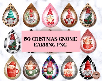 Christmas gnome Earring Sublimation Designs, Christmas Earring Teardrop png, Earring Graphics Christmas, Earrings Bundle, Tear Drop Earrings