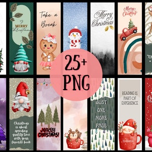 Christmas Bookmark Sublimation Designs,  Christmas bookmark PNG bundle, Bookmark printable set, Digital Download