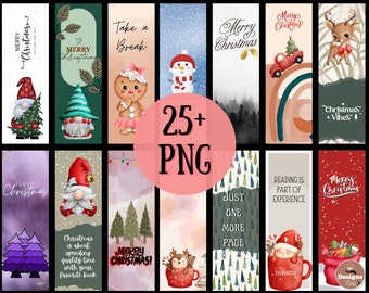 May include: A set of 25+ Christmas-themed bookmarks featuring various designs, including gnomes, reindeer, snowmen, gingerbread people, and Christmas trees. The bookmarks are in a variety of colors, including red, green, blue, and white. The bookmarks are perfect for adding a festive touch to your holiday reading.
