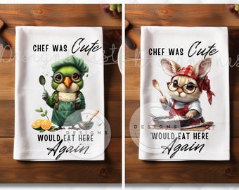 Funny Kitchen Towel Sublimation Bundle | Chef was cute Kitchen towel PNG  | Chicken Kitchen towel design | Kitchen Towel Sublimation Design