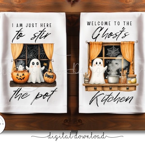 Halloween Witch Kitchen Towel Sublimation Design - Kitchen Towel Witches Kitchen Sublimation Designs - Halloween Kitchen Designs