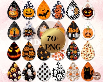 70 Halloween Earring Sublimation Designs, Spooky Earrings Teardrop png, halloween Earring Teardrop png, halloween pumpkin earring png bundle