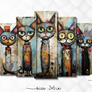 Bookmark PNG, Meow Printable Bookmarks, Mixed Media Cat Bookmark PNG ...