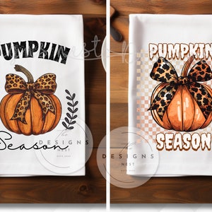 Design de sublimação de toalha de cozinha de outono | Toalha de cozinha de abóbora PNG | Design de toalha de cozinha de Halloween