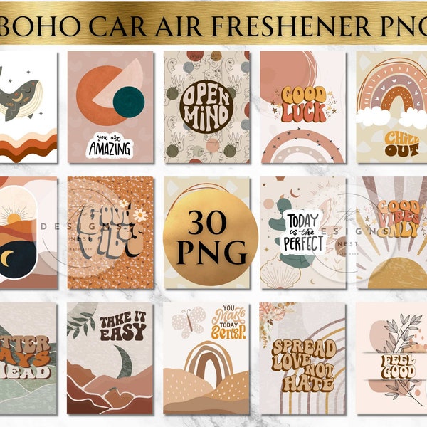 Boho Air freshener PNG bundle, 30 trendy western design, high quality car air freshener design,  boho air freshener sublimation design