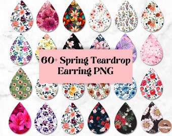 Spring Sublimation earrings bundle | Flower earring png | Floral sublimation teardrop | sublimation png | sublimation design