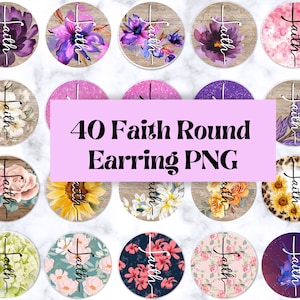 Faith Round Earring  Design Bundle PNG, Christian round Design, Christian  Sublimation Design, religious round earring