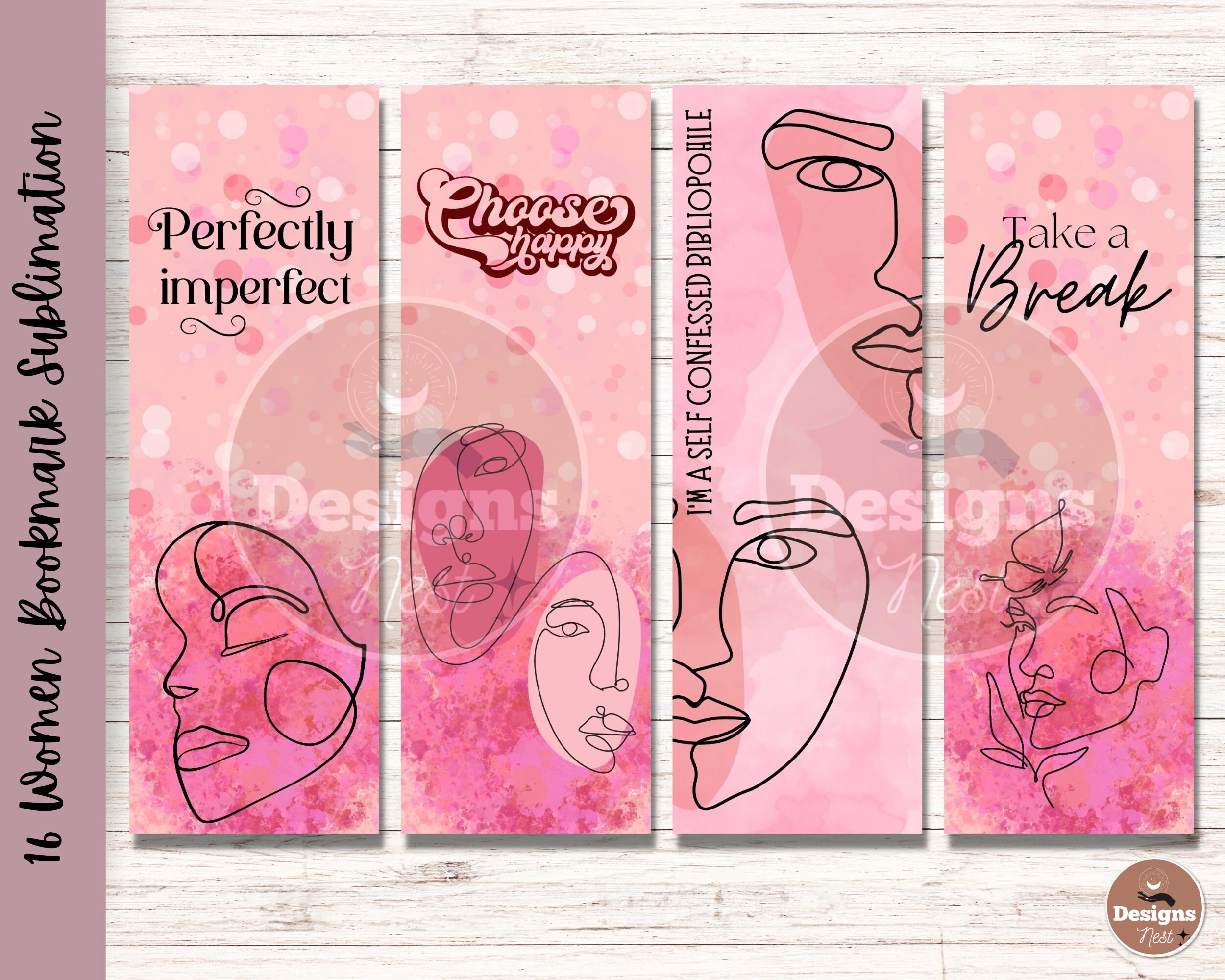 Woman Bookmark PNG Bundle, Printable Bookmarker Designs (digital ...