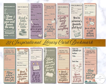 Inspirational Library Card Bookmark Prints, Book Lover Romantasy (Digital Download)