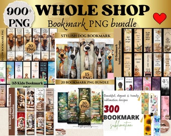 Whole shop Bookmark PNG bundle, Bookmark sublimation design