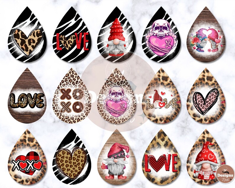 Valentine's Day Earrings Sublimation Valentines Day Etsy