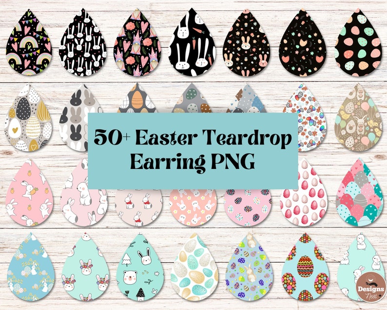 Easter Earrings Sublimation Easter Earrings Teardrop Png Etsy