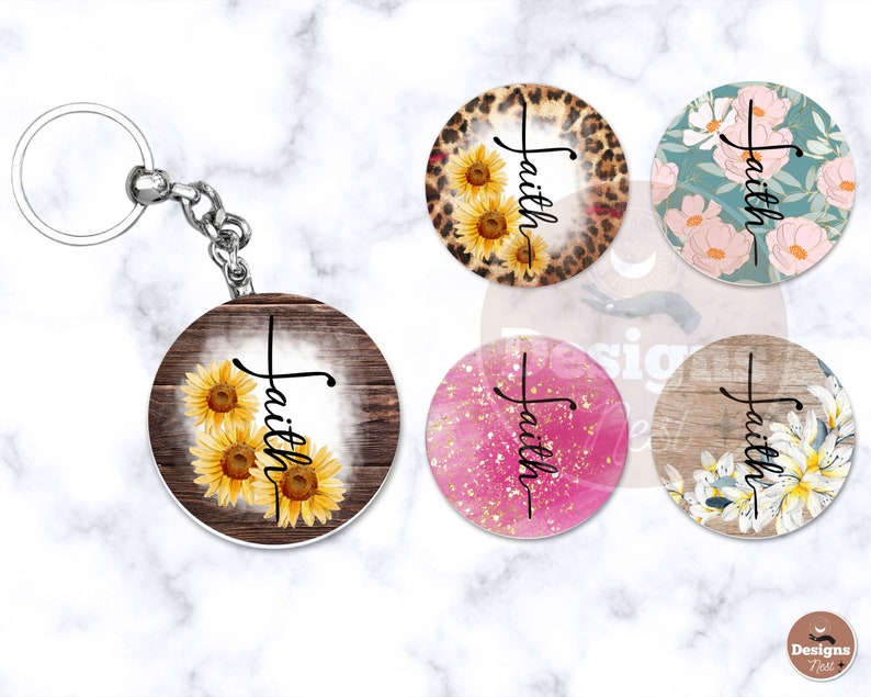 Faith Keychain Design Bundle, Stained Glass Sublimation PNG, 40 ...