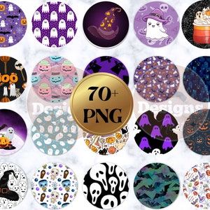 Halloween Keychain Bundle, Stained Glass Sublimation PNG, Halloween PNG Designs, 70 Keyrings, Round keychain designs