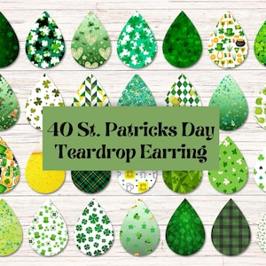 St. Patricks Day Earrings St. Patricks Day Clovers Green Rainbow Bearded Irish Wood Earrings St. Patricks Day Jewelry, Adult Unisex, Size: One Size