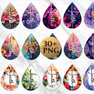Religious teardrop earring png, Watercolor Faith Sublimation earrings bundle | Christians earring png| sublimation png | sublimation teardro