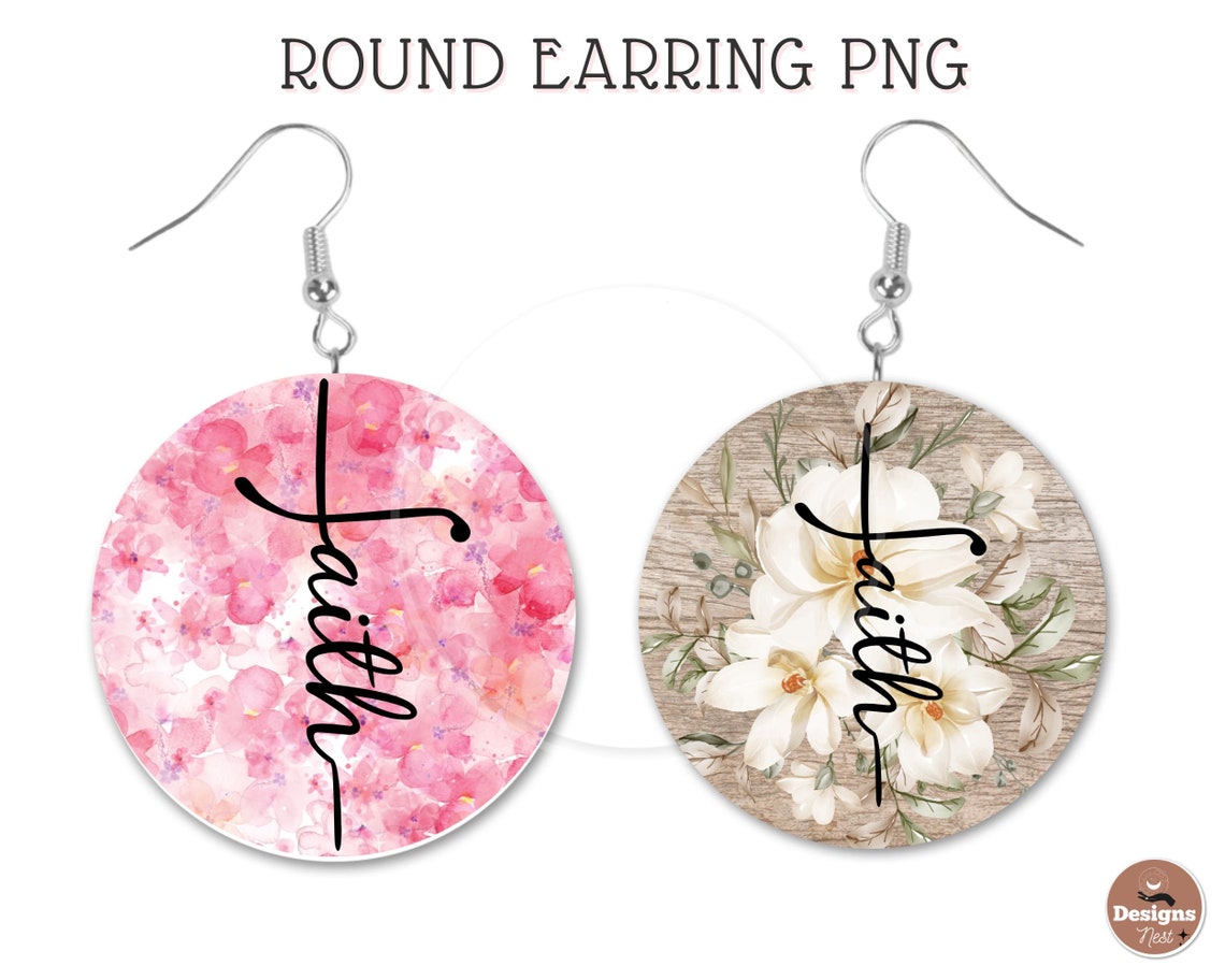 Faith Round Earring Design Bundle PNG, Christian Round Design ...