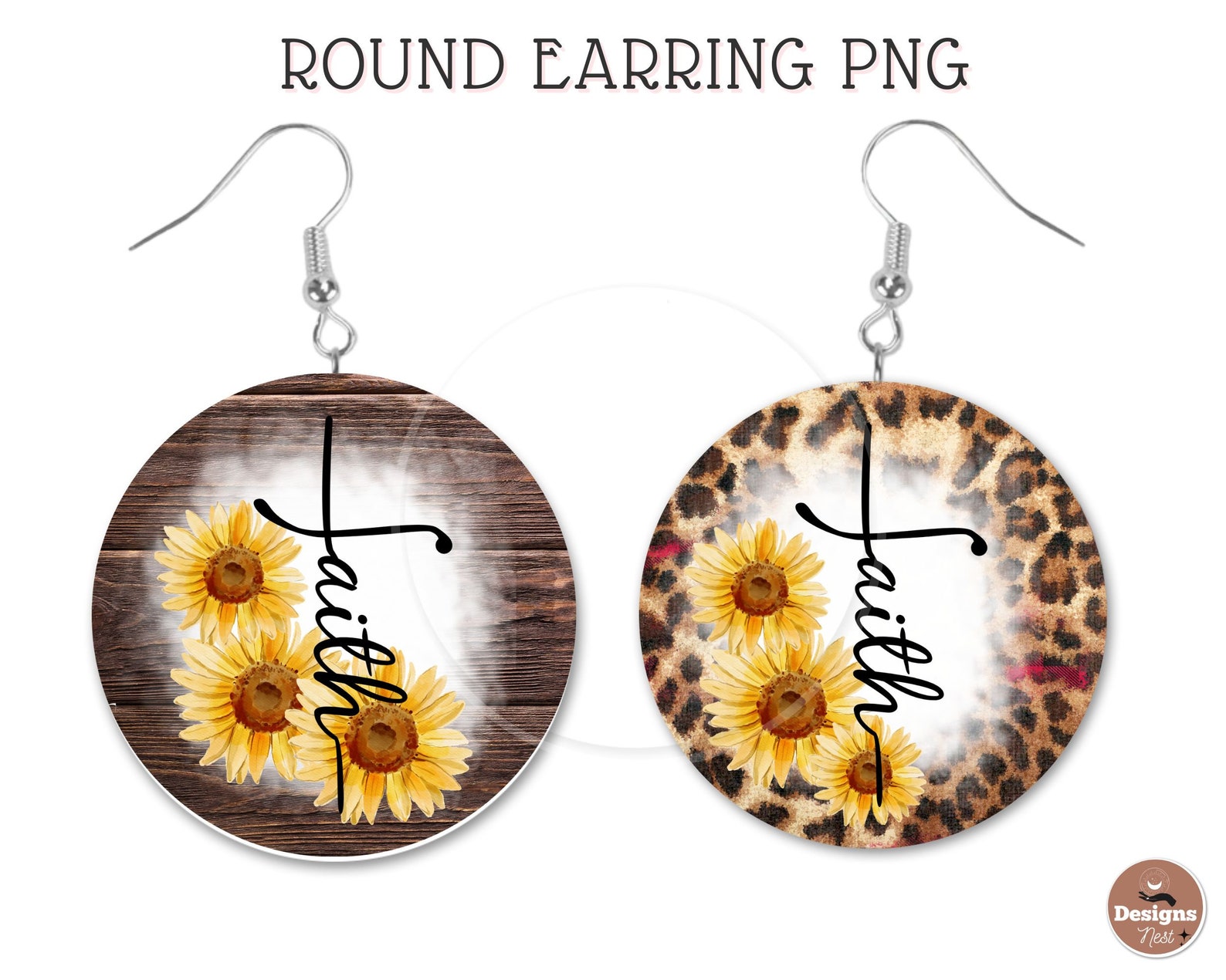 Faith Round Earring Design Bundle PNG, Christian Round Design ...
